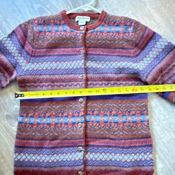 Vintage Eddie Bauer Nordic Cardigan SZ S 100% Lambswool - Picture 7 of 8